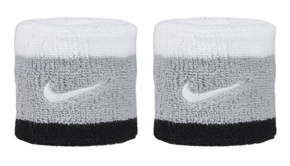 Напульсник теннисный Nike Swoosh Wristbands - light smoke gray/black/white