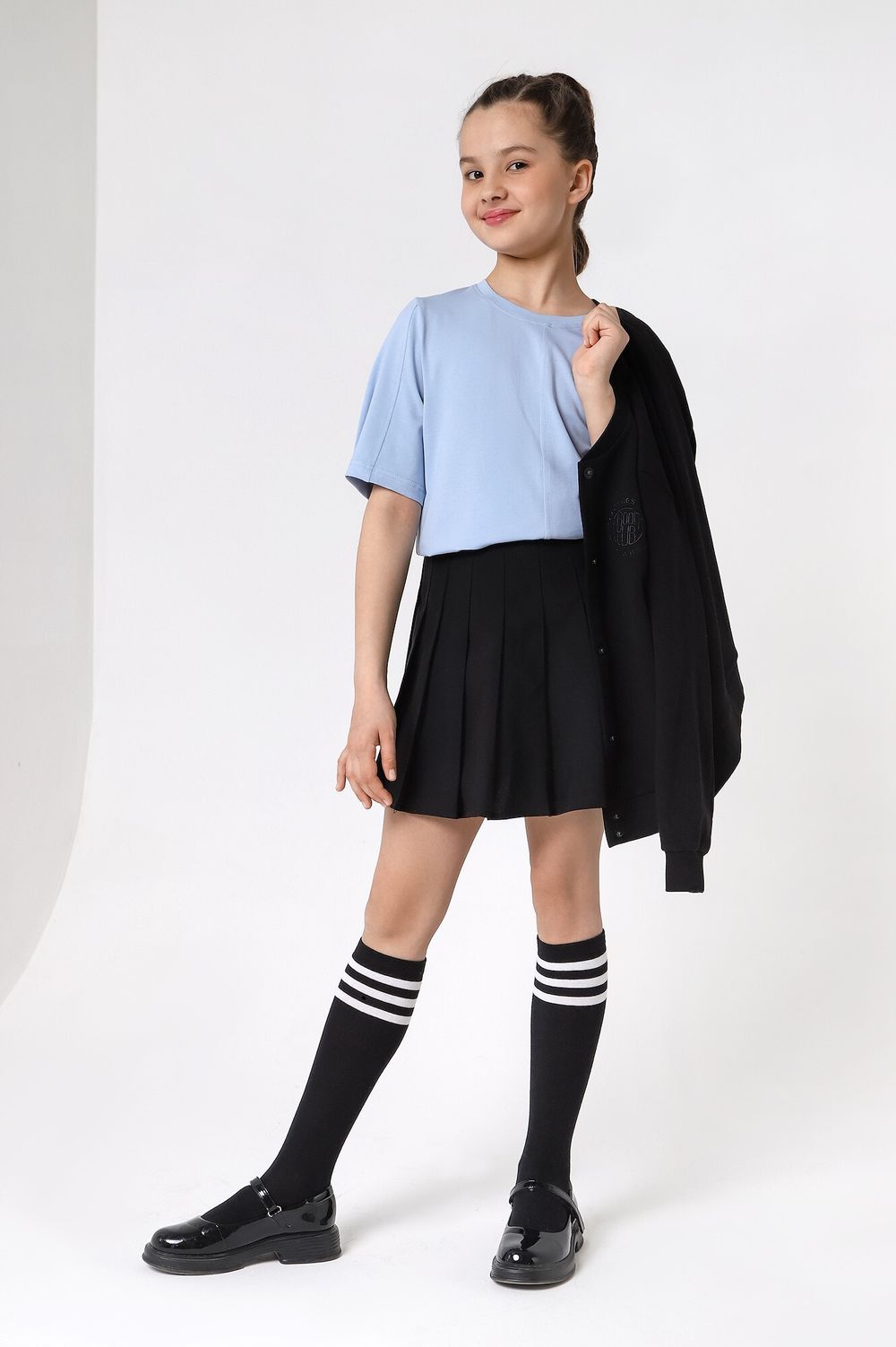 Фуфайка (футболка) для девочки Гретта-4 Виотекс СВЕТЛО-ГОЛУБОЙ