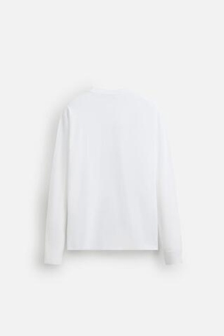 ZARA ЛЕГКАЯ ФУТБОЛКА С ДЛИННЫМИ РУКАВАМИ, БЕЛЫЙ