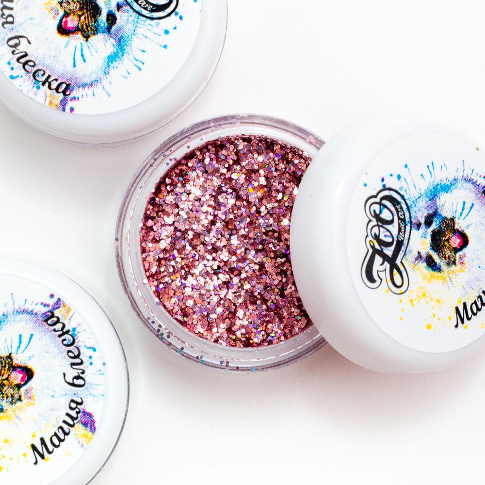 Zoo nail Глиттер голографический Магия Блеска 1247 розовый, 2гр