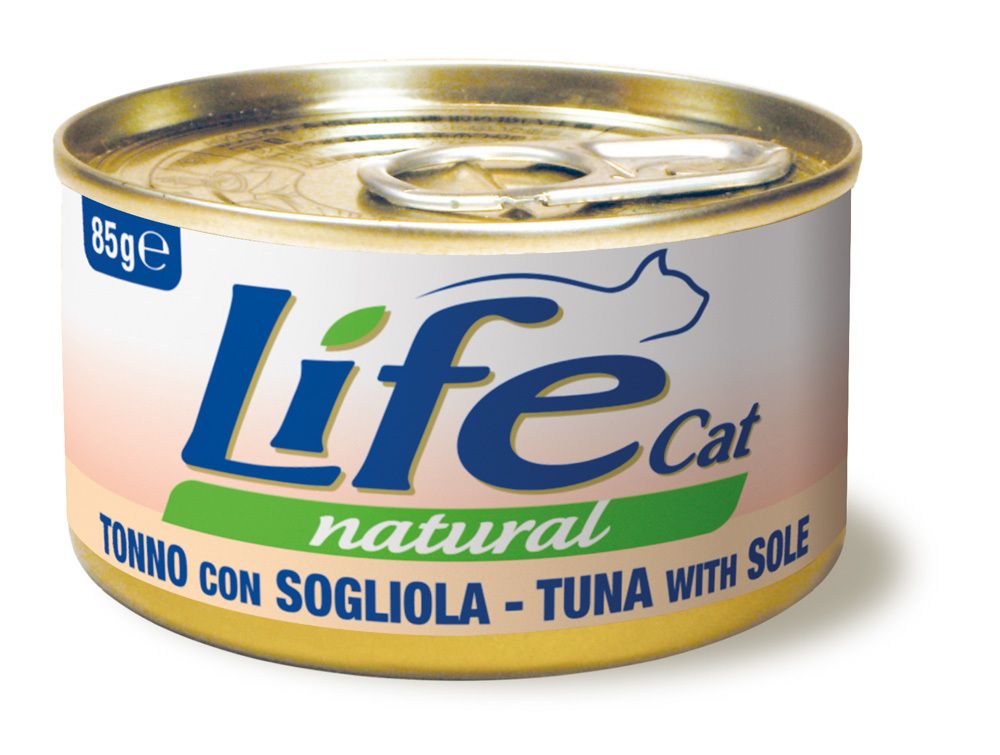 Консервы Lifecat tuna with sole для кошек тунец с камбалой в бульоне 85 г