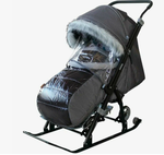 Санки-коляска GALAXY NOVA Лен  крупный черный