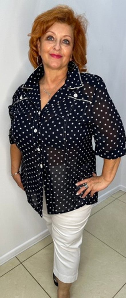 Темно-синий блузон в белых звездочках