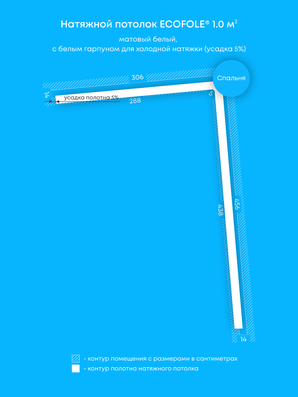 Матовый натяжной потолок 1 м2