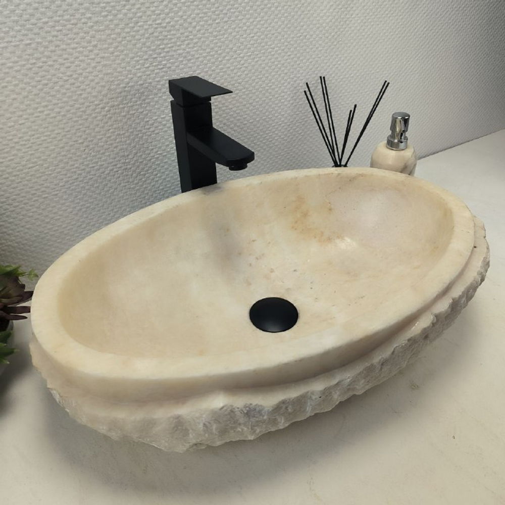 Раковина из оникса Oval White Marmo Wave OO-62537 58*38*15