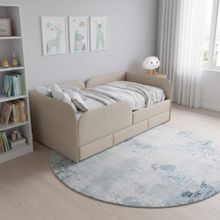 Кровать детская 160х80 см с бортиком и ящиком (скругленная) (беж Беверли)