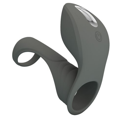 Серая насадка для пениса с вибростимуляцией (Цвет: серый)