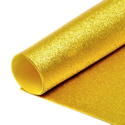 Фоамиран глиттерный, р. 20х30 см, 2 мм, тёмно-жёлтый