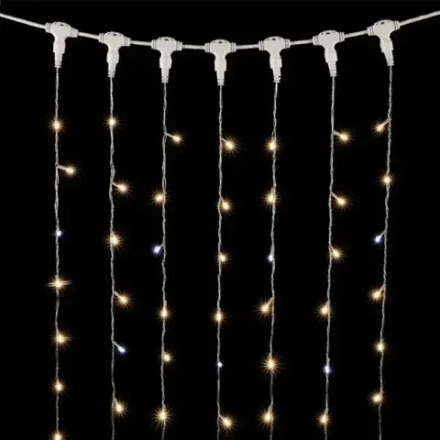 Светодиодный занавес 2*2 м., 400 теплых белых LED ламп, мерцание, прозрачный провод ПВХ, LTC (PCL402BLW-10-2WW)