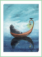 Картина "Котик в лодке"