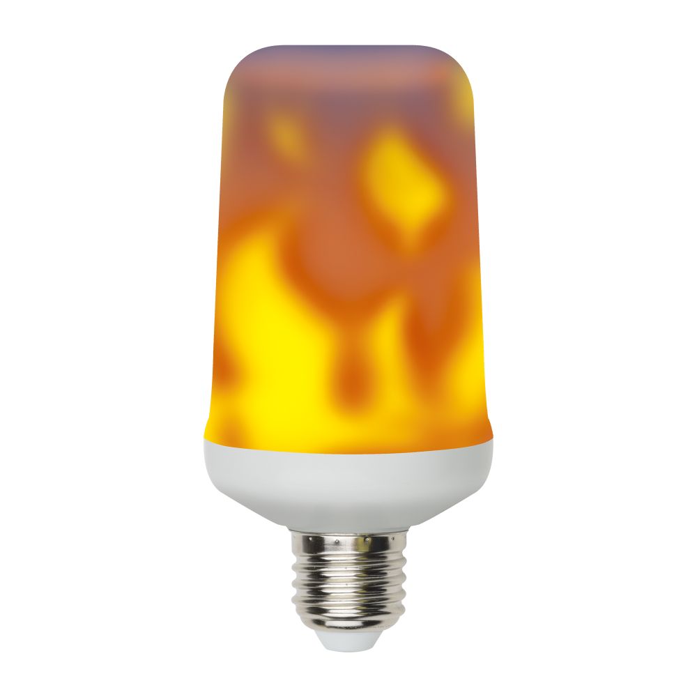 LED-L60-6W-FLAME-E27-FR PLD01WH Лампа светодиодная декоративная с типом свечения эффект пламени. Форма цилиндр. матовая. Картон. ТМ Uniel.