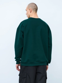 Свитшот оверсайз, с начесом (темно-зеленый)