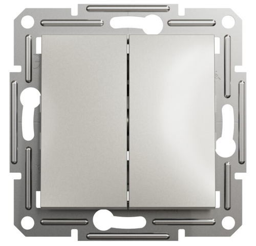 ВЫКЛЮЧАТЕЛЬ 2-КЛ БЕЗВИНТ. СТАЛЬ ASFORA /SCHNEIDER/