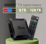 Медиаплеер Смарт ТВ приставка X96Q 8/128 ГБ Андроид , 4K Ultra HD, Медиаплеер SMART TV, Wi-Fi Android, 8 ГБ/128 ГБ, Wi-Fi, черный