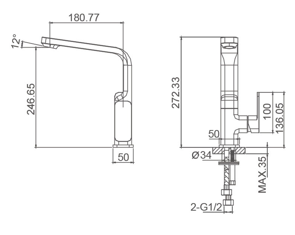 Смеситель для кухни WONZON & WOGHAND ARNIE, Черный матовый (WW-692102-MB)