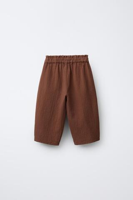 ZARA БРЮКИ BAGGY С ДЕКОРАТИВНОЙ СТРОЧКОЙ, МЕДНЫЙ