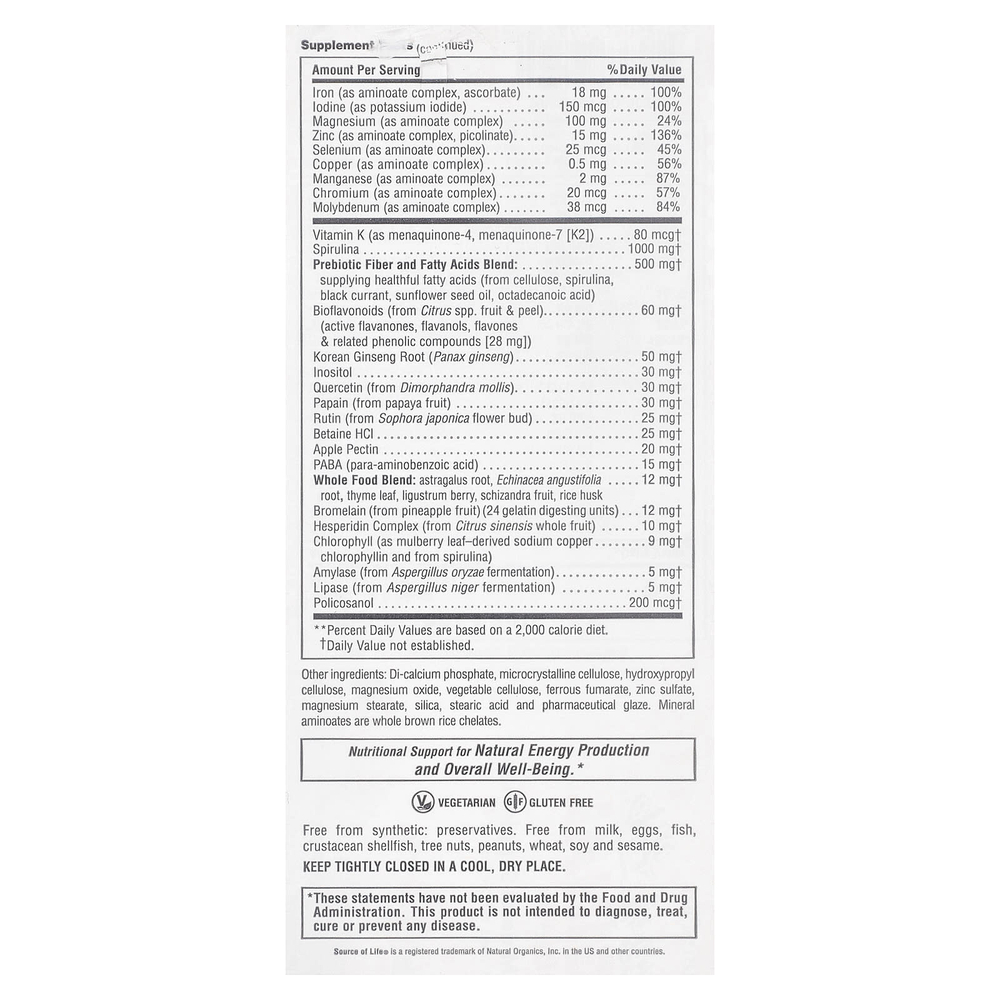 NaturesPlus, Source of Life Original, мультивитаминная и минеральная добавка, 90 таблеток