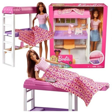 Mattel Barbie Спальня Барби с куклой и двухъярусной кроватью FXG52