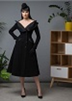 13-01-23 FW Платье-пиджак двубортное с воротником-шалькой, чёрное XL