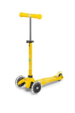 Самокат Mini Micro Deluxe Желтый LED со стикерами Монстрики 15 шт