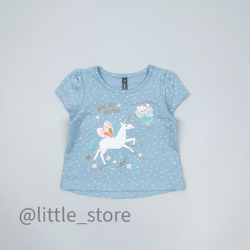 Футболка хлопковая, Горошки на голубом