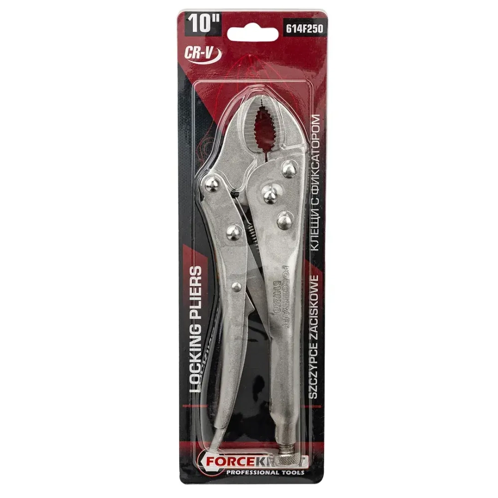 Зажим гейферный c ''овальными губками''10''-250мм, в блистере FORCEKRAFT FK-614F250