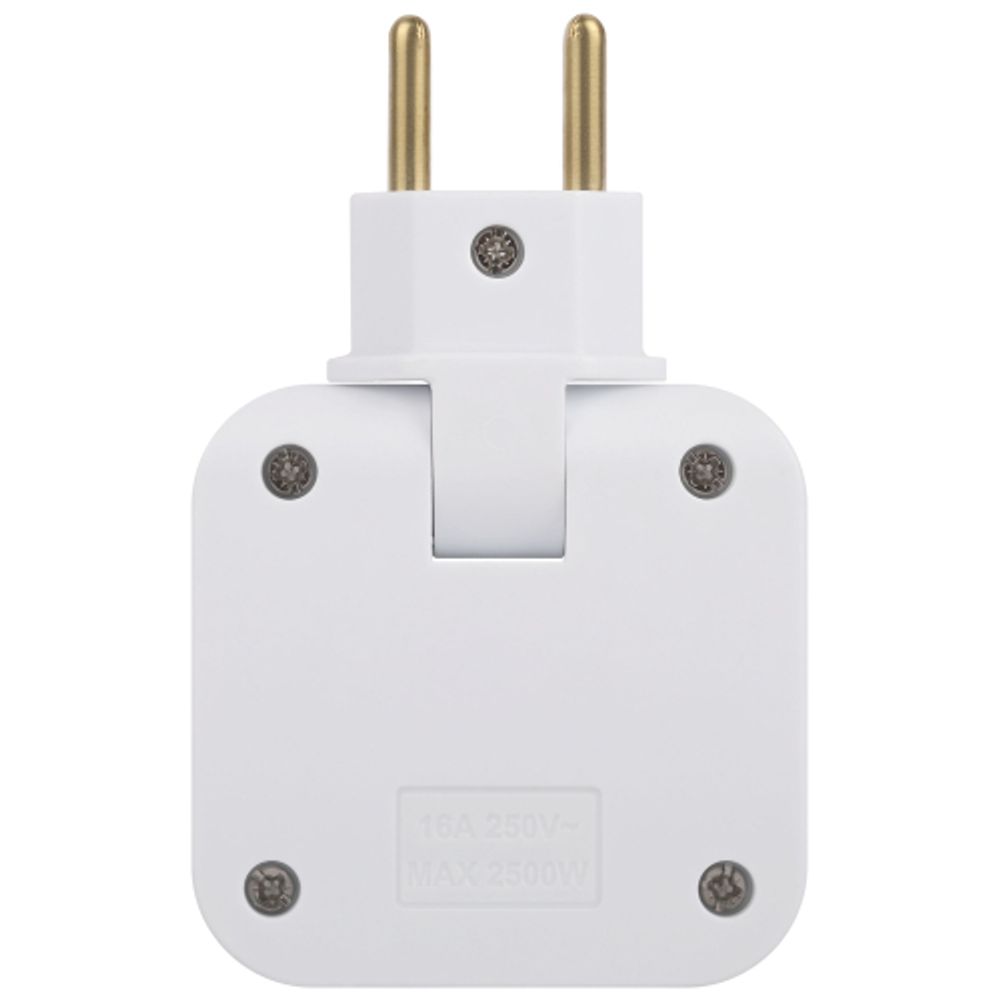 Разветвитель электрический ЭРА SPF-2-FL-USBC поворотный на 2 розетки + 2USB A+C 10А белый