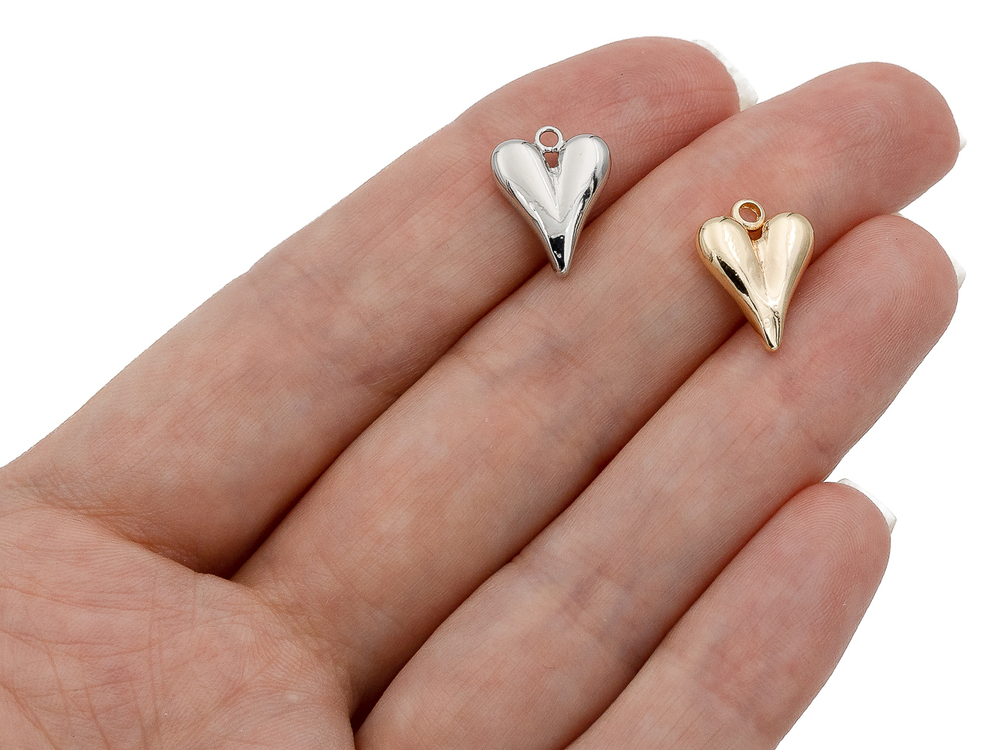 52005-р Подвеска "Сердце вытянутое" 14мм, родий