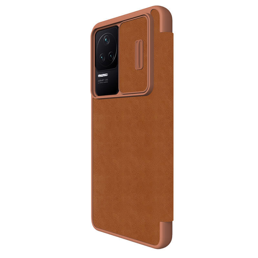 Кожаный чехол-книжка Nillkin Leather Qin Pro c защитой камеры для Xiaomi Poco F4