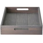 Деревянный поднос 38х28 см в стиле рустик (состаренный), столик для завтрака в постель Флоутард, для кухни, серый