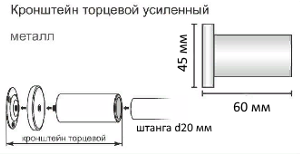 Кронштейн Уют торцевой усиленный металлический для трубы d25 мм