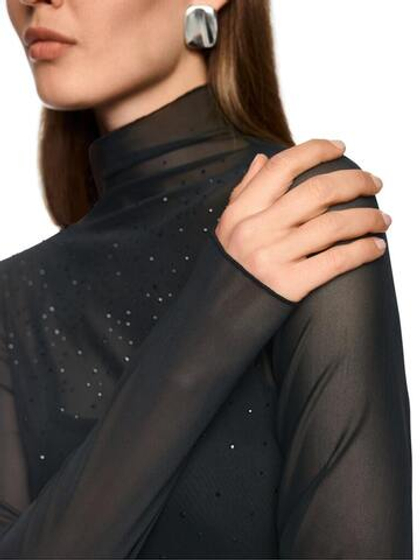 Marc Cain Водолазка прозрачная расшитая стразами