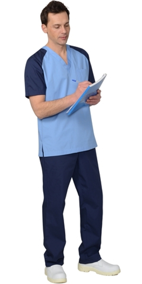 Костюм "ИНТЕРН" мужской: куртка, брюки, тёмно-синий с голубым