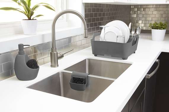 Диспенсер для мыла с подставкой для губки Joey 590 мл, уголь