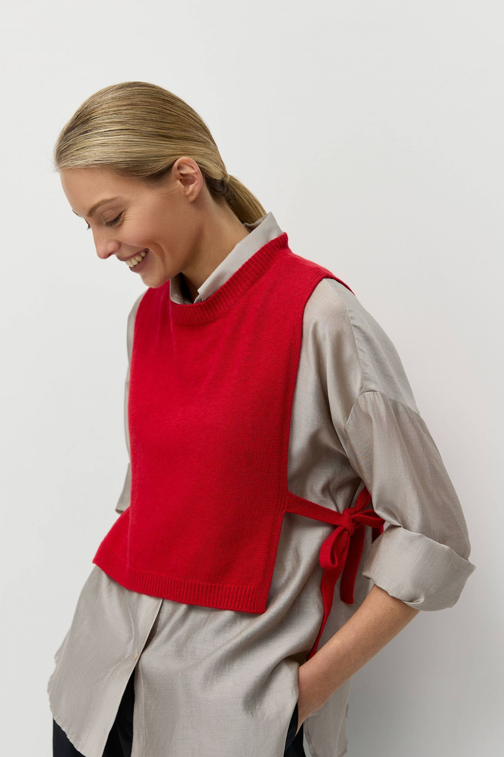 Манишка из смесового кашемира с завязками