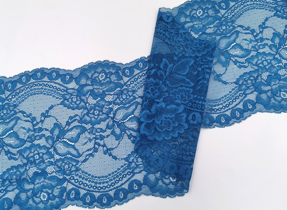 Эластичное кружево,22 см, лазурно-синий, (Арт: EK-2239), м