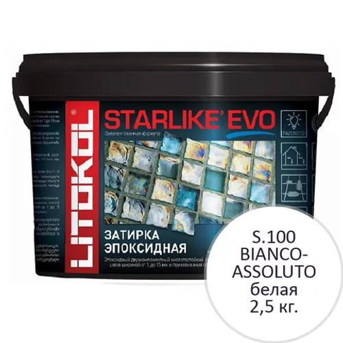 Затирка эпоксидная для мозаики и плитки Starlike EVO S.100 BIANCO ASSOLUTO 2.5 кг белая