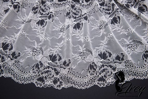 03-210 ОПТ Кружево эластичное 22 см, айвори/черный