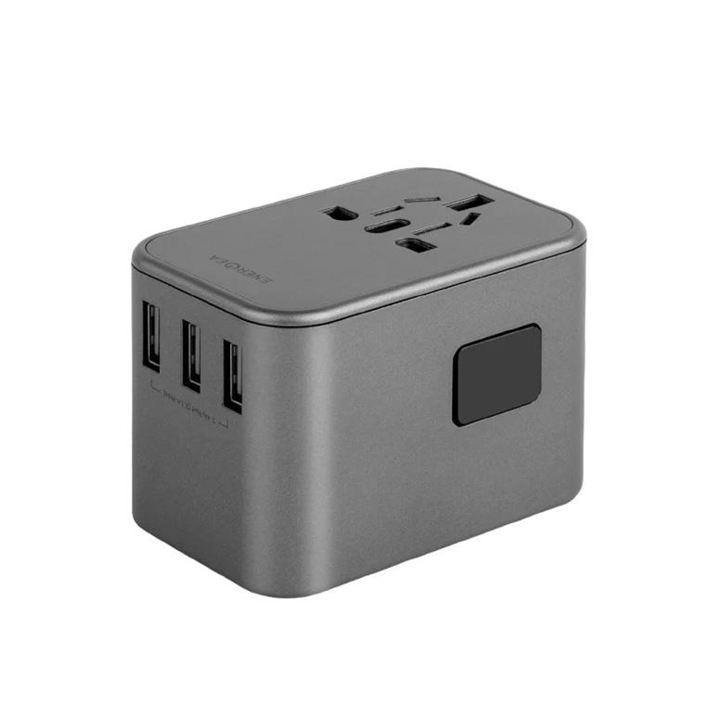 Универсальное сетевое зарядное устройство Energea TravelWorld Adapter 35 (1 розетка, 2 USB-C, 3 USB-A) Туристический адаптер питания повышенной мощности. Есть поддержка PD