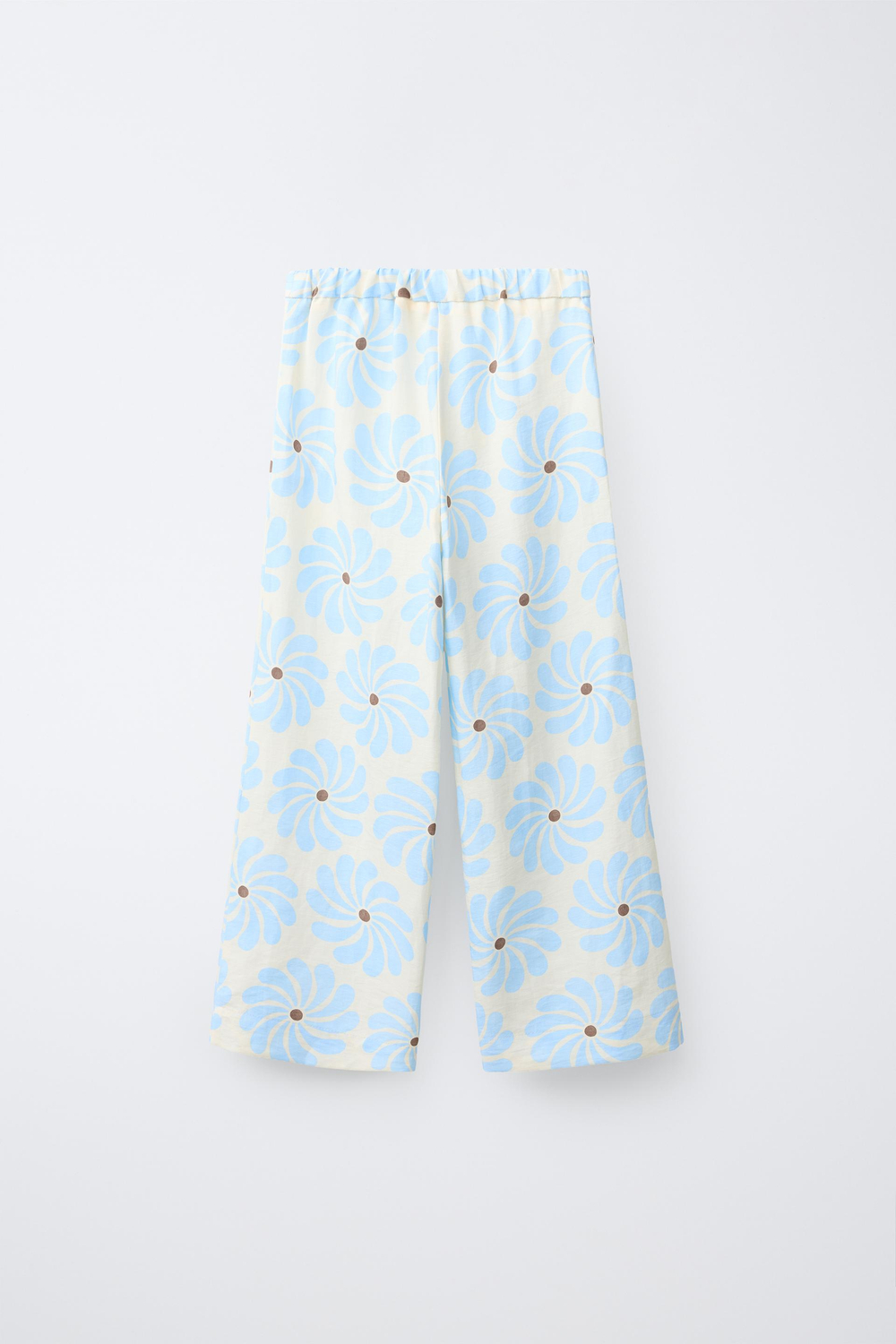 ZARA БРЮКИ WIDE LEG С ОТСТЕГИВАЮЩИМСЯ ПАРЕО, ЭКРЮ/СИНИЙ