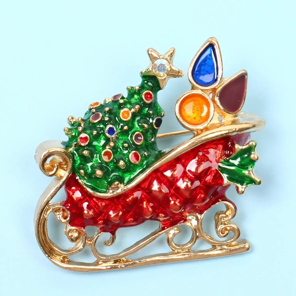 Брошь новогодняя «Best Podarok - Сани с ёлкой», см