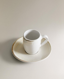 Zara Home чайная пара из каменной керамики, цвет бежевый, 13 см