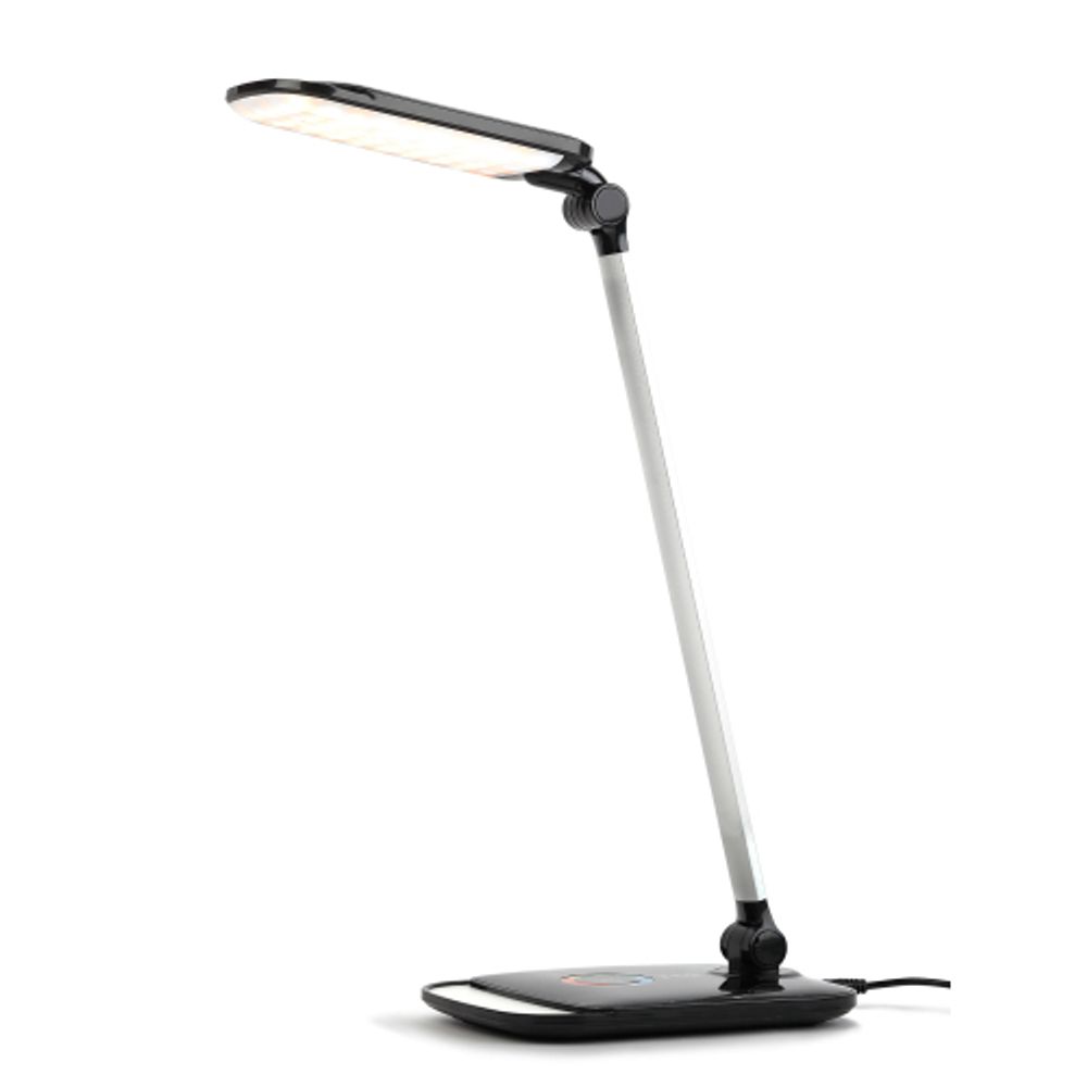 Настольный светильник ЭРА NLED-460-14W-BK-S светодиодный с ночником на основании черный с серебром