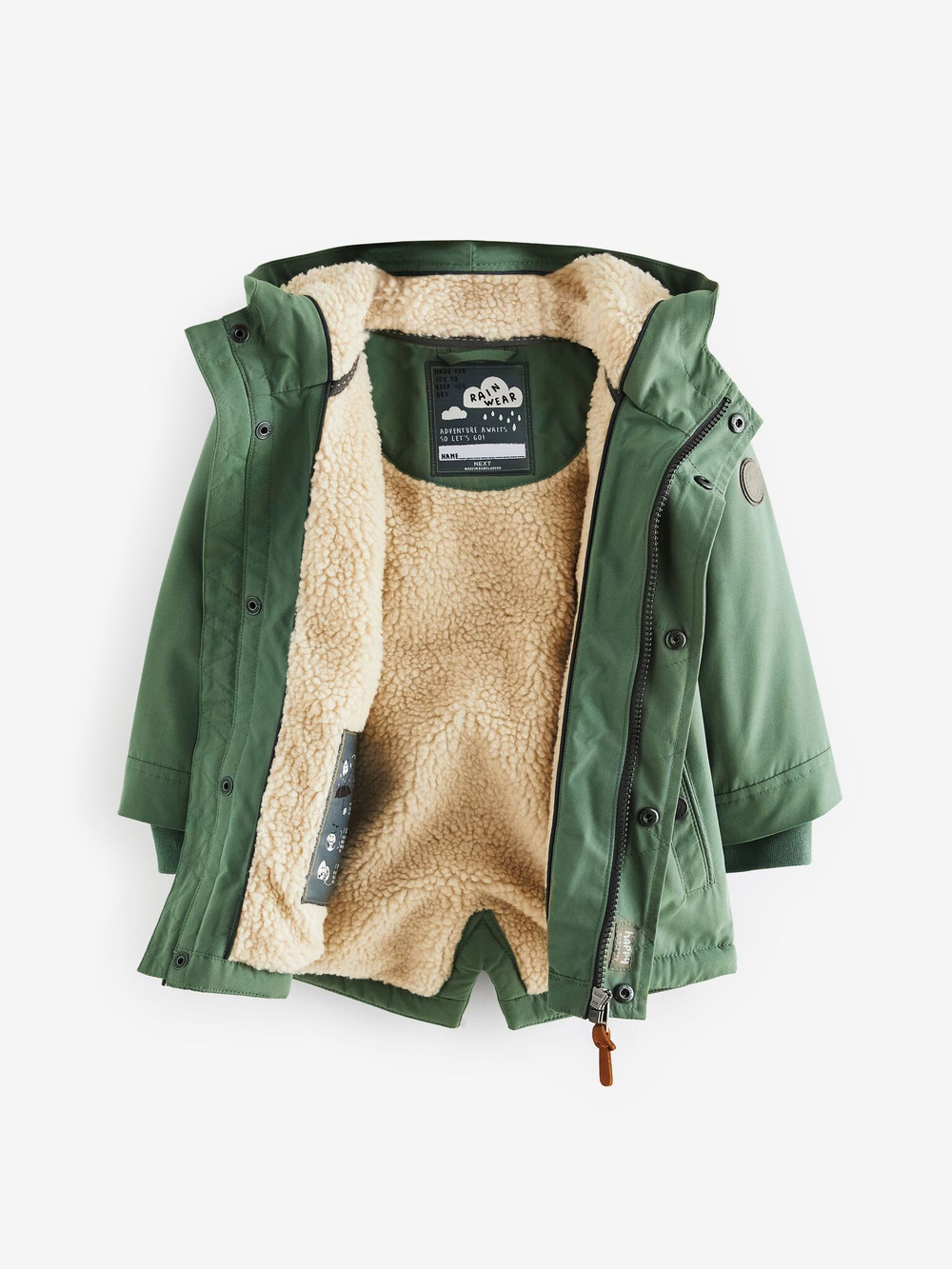 Куртка с флисовой подкладкой и капюшоном для мальчика Next Q53-239, Хаки