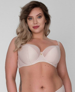 Бюстгальтер на косточках с шитыми чашками +size из ткани с тиснением (Размер: 75J) (Цвет: телесный)