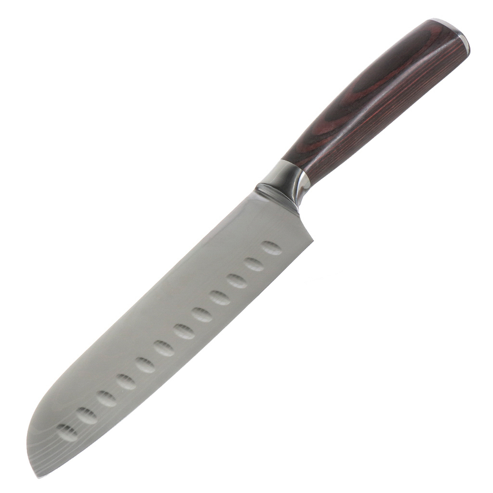 Нож кухонный Daniks, Classic G10, сантоку, нерж сталь, 18 см, рук дерев, Y4-8913