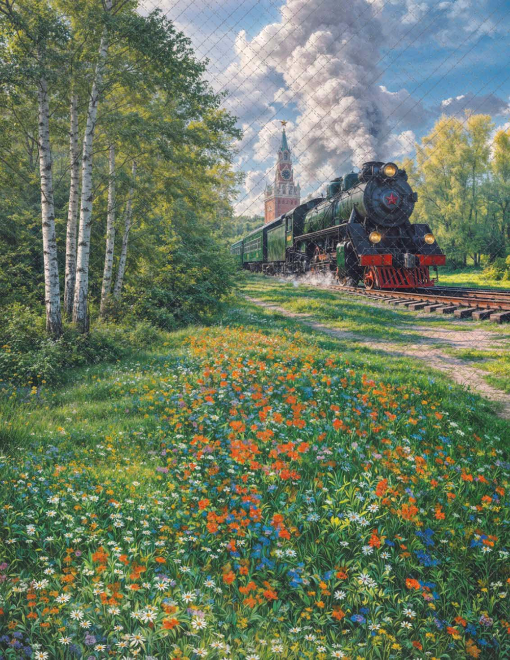 Паровоз (березы) - фон неопреновый