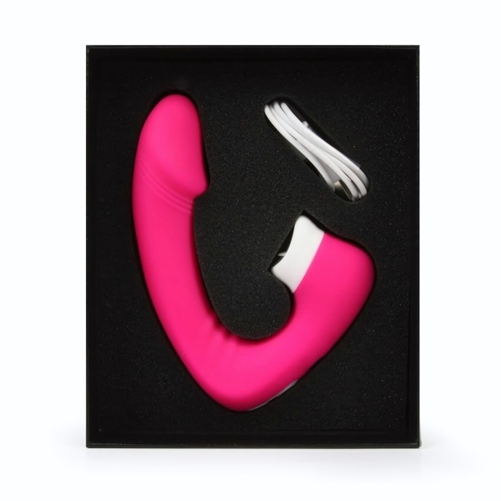 Розовый вибромассажёр с клиторальной стимуляцией (Цвет: розовый)