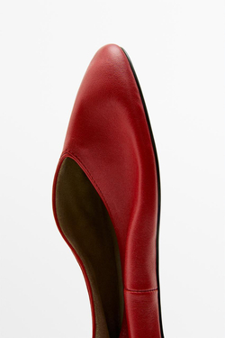 Massimo Dutti Балетки из мягкой кожи, красный