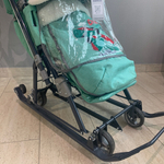 Коляска комбинированная (санки - коляска) «Ника Детям 7-8K» с дино зеленый джинс (арт. НД7-8K/5)